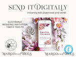 TEMPLETT wedding invitation download Mauve fall boho wedding Invitations Set and Electronic Wedding Invitation Template, Instant Download Printable Invites Home Printing, Simple Boho Wedding Invitation Card Set10