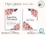 TEMPLETT wedding invitation download Mauve fall boho wedding Invitations Set and Electronic Wedding Invitation Template, Instant Download Printable Invites Home Printing, Simple Boho Wedding Invitation Card Set10