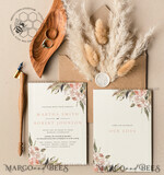 TEMPLETT wedding invitation download Rustic Pampass wedding Invitations Set Template, Instant Download Printable Invites Home Printing, Simple Boho Wedding Invitation Card Set7
