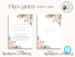 TEMPLETT wedding invitation download Rustic Pampass wedding Invitations Set Template, Instant Download Printable Invites Home Printing, Simple Boho Wedding Invitation Card Set7