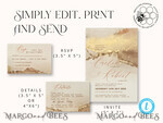 TEMPLETT wedding invitation download Modern Glam wedding Invitation Template, Instant Download Printable Invites Home Printing, Gold Boho Wedding Invitation Card Set terracotta7