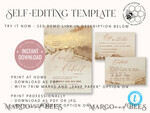 TEMPLETT wedding invitation download Modern Glam wedding Invitation Template, Instant Download Printable Invites Home Printing, Gold Boho Wedding Invitation Card Set terracotta7