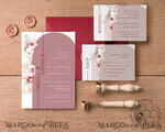 TEMPLETT wedding invitation download Arch Maroon wedding invitation template, Instant download Invite, Printable Invites For Home Printing, mauve boho wedding invitations7