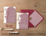 TEMPLETT wedding invitation download Arch Maroon wedding invitation template, Instant download Invite, Printable Invites For Home Printing, mauve boho wedding invitations7