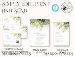 TEMPLETT wedding invitation download Floral Sage Green wedding Invitations Set Template, Instant Download Printable Invites Home Printing, BotanicalWedding Invitation Card9