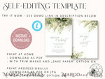 TEMPLETT wedding invitation download Floral Sage Green wedding Invitations Set Template, Instant Download Printable Invites Home Printing, BotanicalWedding Invitation Card9