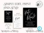 TEMPLETT wedding invitation download Black wedding invitation template, Instant download tarot Wedding Invites, Goth Wedding Invitation Printable Template, skeleton invites11