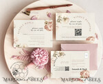 TEMPLETT  
 Hochzeits Einladung Download Boho Blush Pink Vintage Blumen Hochzeitskarten Set Vorlage, Sofortiger Download Druckbare Einladungen für Heimdruck, Einfache Hochzeitskarten10