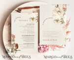 TEMPLETT  
 Hochzeits Einladung Download Boho Blush Pink Vintage Blumen Hochzeitskarten Set Vorlage, Sofortiger Download Druckbare Einladungen für Heimdruck, Einfache Hochzeitskarten10