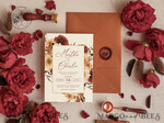 TEMPLETT wedding invitation download Terracotta Fall wedding invitation template, Instant download Boho Wedding Invites, Autumn Maroon Burn Orange Invitation Printable Template7