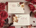 TEMPLETT wedding invitation download Terracotta Fall wedding invitation template, Instant download Boho Wedding Invites, Autumn Maroon Burn Orange Invitation Printable Template7