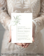 TEMPLETT wedding invitation download Floral Sage Green Monogram wedding Invitations Set Template, Instant Download Printable Invites Home Printing, Wedding Invitation Card9