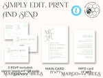 TEMPLETT wedding invitation download Floral Sage Green Monogram wedding Invitations Set Template, Instant Download Printable Invites Home Printing, Wedding Invitation Card9