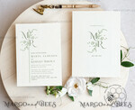 TEMPLETT wedding invitation download Floral Sage Green Monogram wedding Invitations Set Template, Instant Download Printable Invites Home Printing, Wedding Invitation Card9