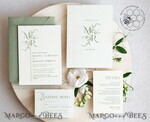 TEMPLETT wedding invitation download Floral Sage Green Monogram wedding Invitations Set Template, Instant Download Printable Invites Home Printing, Wedding Invitation Card9