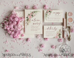 TEMPLETT wedding invitation download Elegant Blush wedding Invitation Template, Instant Download Printable Invites Home Printing, Pink Roses Wedding Invitation Card Set Template8