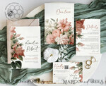 TEMPLETT  
 Hochzeits Einladung Download Botanische Vintage Blumen Hochzeitskarten Set Vorlage, Sofortiger Download Druckbare Einladungen Heimdruck, Einfache Hochzeitskarten10