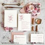 TEMPLETT wedding invitation download Modern wedding Invitations Set Template, Instant Download Printable Invites Home Printing, Simple Elegant Wedding Invitation Card Set WMin19