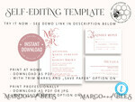 TEMPLETT wedding invitation download Modern wedding Invitations Set Template, Instant Download Printable Invites Home Printing, Simple Elegant Wedding Invitation Card Set WMin19