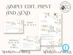 TEMPLETT wedding invitation download Fine art gold wedding invitation template, Instant download Boho Wedding Invites, Simple Gold Invitation Printable Template, Elegant Invites9