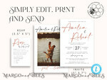 TEMPLETT wedding invitation download Modern wedding Invitation Template with Photo, Instant Download Printable Invites Home Printing, Simple Boho Wedding Invitation Card Set9
