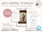 TEMPLETT wedding invitation download Modern wedding Invitation Template with Photo, Instant Download Printable Invites Home Printing, Simple Boho Wedding Invitation Card Set9