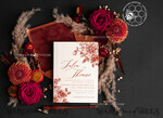 TEMPLETT wedding invitation download Boho fall wedding Invitations Set Template, Instant Download Printable Invites Home Printing, Terracotta Autumn Fine Art Invitation Card Set8