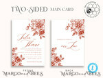 TEMPLETT wedding invitation download Boho fall wedding Invitations Set Template, Instant Download Printable Invites Home Printing, Terracotta Autumn Fine Art Invitation Card Set8