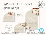 TEMPLETT wedding invitation download Boho Arch wedding Invitations Evite Set Template, Instant Download Printable Invites Home Printing, Simple Wedding Invitation Cards WBoho119