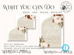 TEMPLETT wedding invitation download Boho Arch wedding Invitations Evite Set Template, Instant Download Printable Invites Home Printing, Simple Wedding Invitation Cards WBoho119
