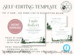 TEMPLETT wedding invitation download Forest Simple wedding invitation template, Instant download Mountain Simple Wedding Invites, Greenery Wedding Invitation Printable Template, Forest invites7