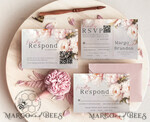 TEMPLETT wedding invitation download Blush Pink Vintage Painting Oil Flowers wedding Invitations Set Template, Instant Download Printable Invites Home Printing, Simple Cards10