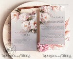 TEMPLETT wedding invitation download Blush Pink Vintage Painting Oil Flowers wedding Invitations Set Template, Instant Download Printable Invites Home Printing, Simple Cards10