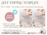 TEMPLETT wedding invitation download Blush Pink Vintage Painting Oil Flowers wedding Invitations Set Template, Instant Download Printable Invites Home Printing, Simple Cards10