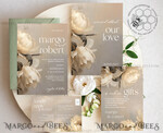 TEMPLETT wedding invitation download Romantic Vintage Roses Painting Oil wedding Invitations Set Template, Instant Download Printable Invites Home Printing, Simple Cards11
