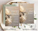 TEMPLETT wedding invitation download Romantic Vintage Roses Painting Oil wedding Invitations Set Template, Instant Download Printable Invites Home Printing, Simple Cards11