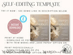 TEMPLETT wedding invitation download Romantic Vintage Roses Painting Oil wedding Invitations Set Template, Instant Download Printable Invites Home Printing, Simple Cards11