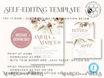 TEMPLETT wedding invitation download Boho fall wedding Invitations Set Template, Instant Download Printable Invites Home Printing, Terracotta Autumn Wedding Invitation Card Set8