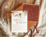 TEMPLETT wedding invitation download Boho fall wedding Invitations Set Template, Instant Download Printable Invites Home Printing, Terracotta Autumn Wedding Invitation Card Set8