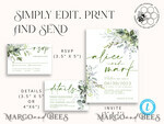 TEMPLETT wedding invitation download Sage Green wedding invitation template, Instant download Greenery Wedding Invites, Eucalyptus Garden Wedding Invitation Printable7