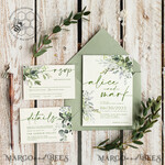 TEMPLETT wedding invitation download Sage Green wedding invitation template, Instant download Greenery Wedding Invites, Eucalyptus Garden Wedding Invitation Printable7