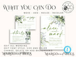 TEMPLETT wedding invitation download Sage Green wedding invitation template, Instant download Greenery Wedding Invites, Eucalyptus Garden Wedding Invitation Printable7