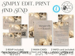 TEMPLETT wedding invitation download Vintage roses wedding Invitations Set Template Instant Download Printable Invites Home Printing Simple Wedding Cards, beige invitation10