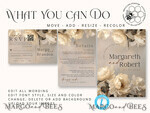 TEMPLETT wedding invitation download Vintage roses wedding Invitations Set Template Instant Download Printable Invites Home Printing Simple Wedding Cards, beige invitation10