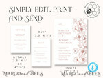 TEMPLETT wedding invitation download Elegant Blush wedding Invitation Template, Instant Download Printable Invites Home Printing, Pink Boho Wedding Invitation Card Set Template8