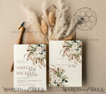 TEMPLETT wedding invitation download Floral wedding Invitations Set Template, Instant Download Printable Invites Home Printing, Simple Rustic Wedding Invitation Card Set 9