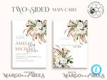 TEMPLETT wedding invitation download Floral wedding Invitations Set Template, Instant Download Printable Invites Home Printing, Simple Rustic Wedding Invitation Card Set 9