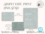 TEMPLETT wedding invitation download Minimalist wedding invitation template, Instant download Boho Wedding Invites, Simple Wedding Invitation Printable Template Grey Invitations6