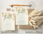 TEMPLETT wedding invitation download Rustic Ivory wedding Invitations Set Template, Instant Download Printable Invites Home Printing, Simple Boho Wedding Invitation Card Set8