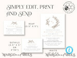 TEMPLETT wedding invitation download Modern wedding Invitation Template, Instant Download Printable Invites Home Printing, Simple Boho Wedding Invitation Card Set7